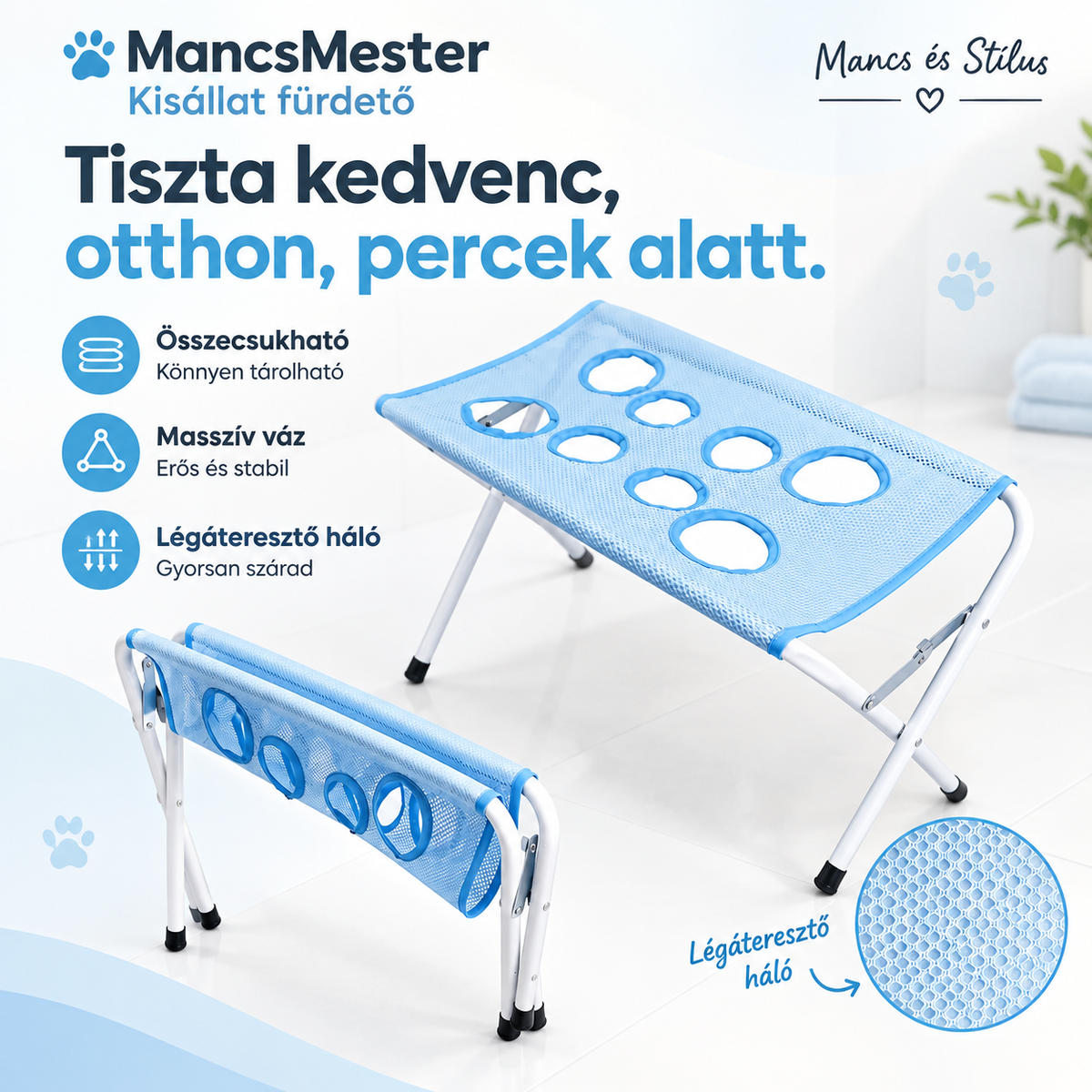 MancsMester – Összecsukható kisállat ápoló állvány